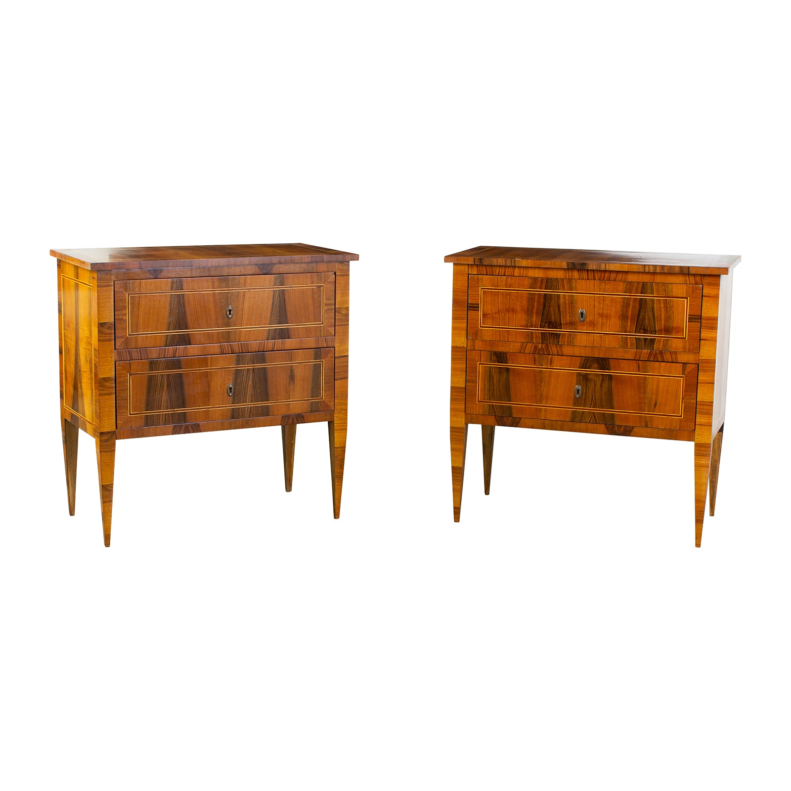 Pair of Italian Olivewood Bedside Commodes