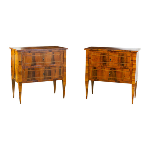 Pair of Italian Olivewood Bedside Commodes