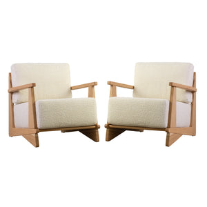 Pair of 20th Century Guilleme Chambron Style Armchairs