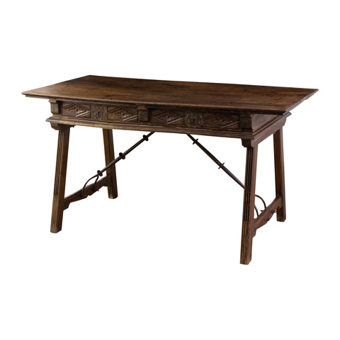 Spanish Walnut Desk with geometic Design