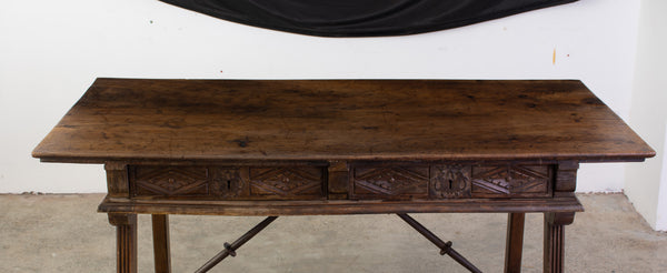 Spanish Walnut Desk with geometic Design