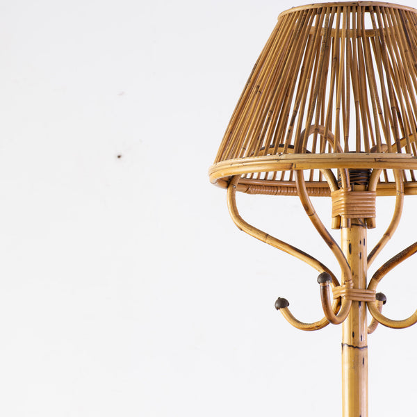 A 1970s Cane and Bamboo Floor Lamp