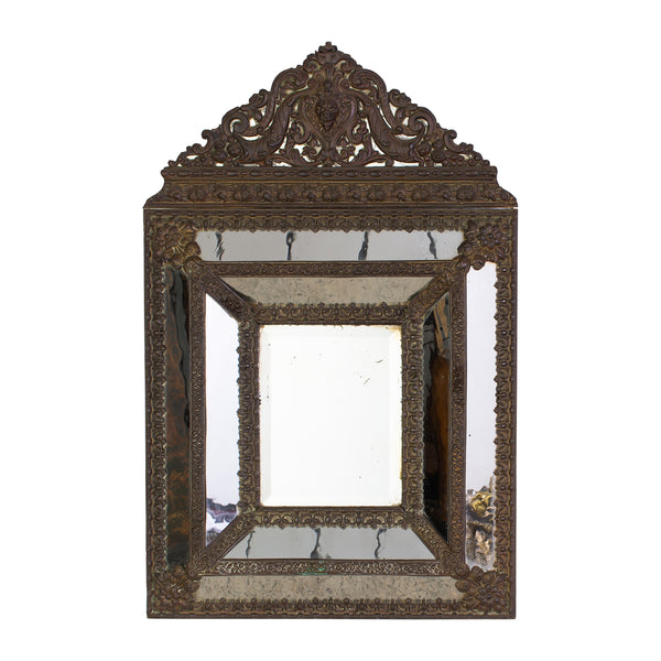 Early 20th Century Brass Repousse Cushion Mirror
