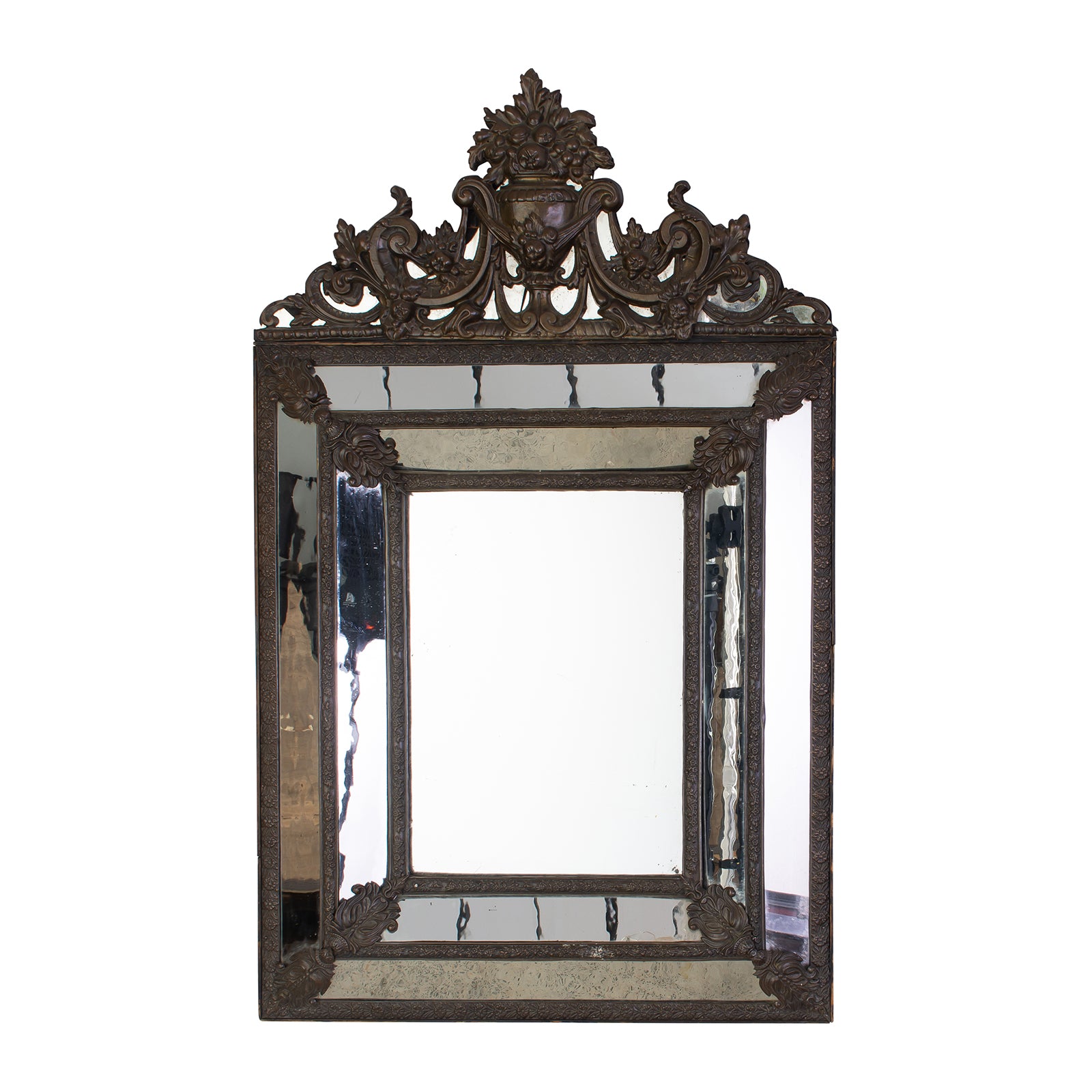 19th Century Copper Repousse Cushion Mirror