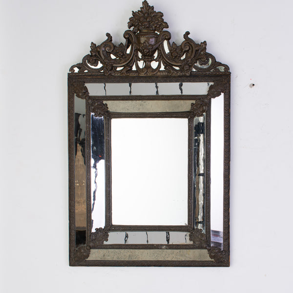 19th Century Copper Repousse Cushion Mirror