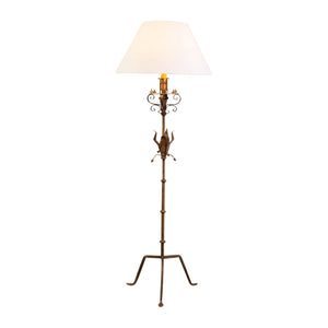 Mid 20th Century Gilded Wrought Iron Floor Lamp