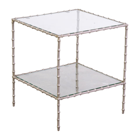 Silvered Faux Bamboo Side Table in the manner of Maison Bagues