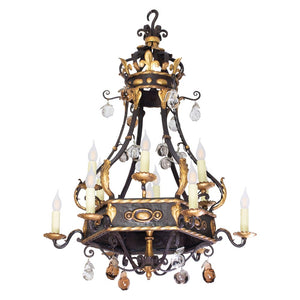 A Belgian baroque style parcel-gilt 13-light Chandelier