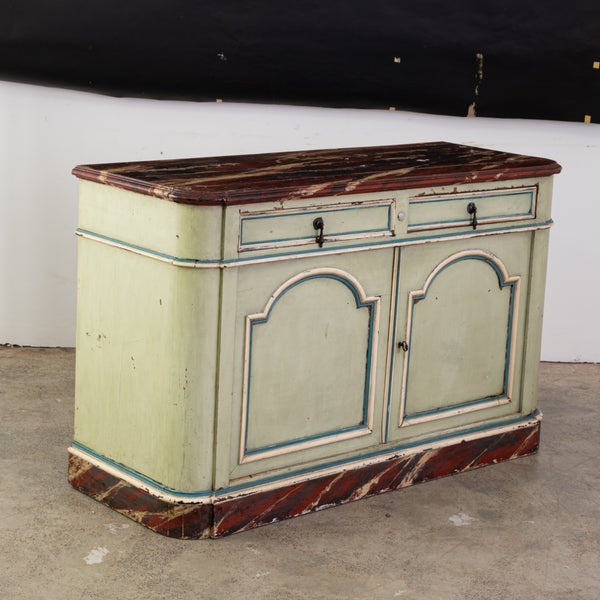 A 19th Century Provincial Faux Marble Decorated Sideboard