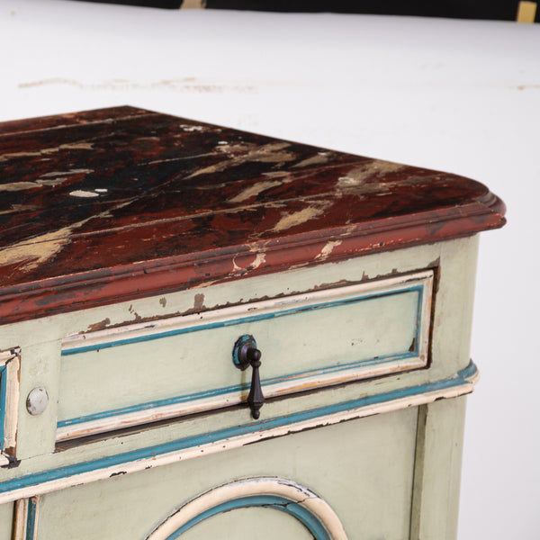A 19th Century Provincial Faux Marble Decorated Sideboard