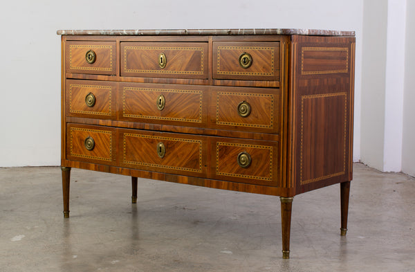 A Louis XVI Period Marquetry Rosewood Commode