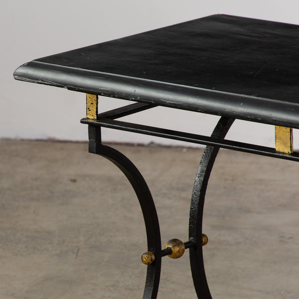 A Mid-Century Iron and Marble Coffee table