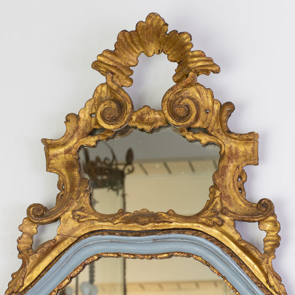 Italian 18th Century Giltwood Overmantel Mirror