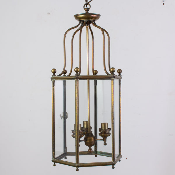 A Large Hexagonal Brass Lantern,
