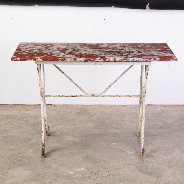 A Red Languedoc Marble Topped Bistro Table