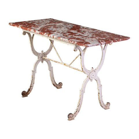 A Red Languedoc Marble Topped Bistro Table