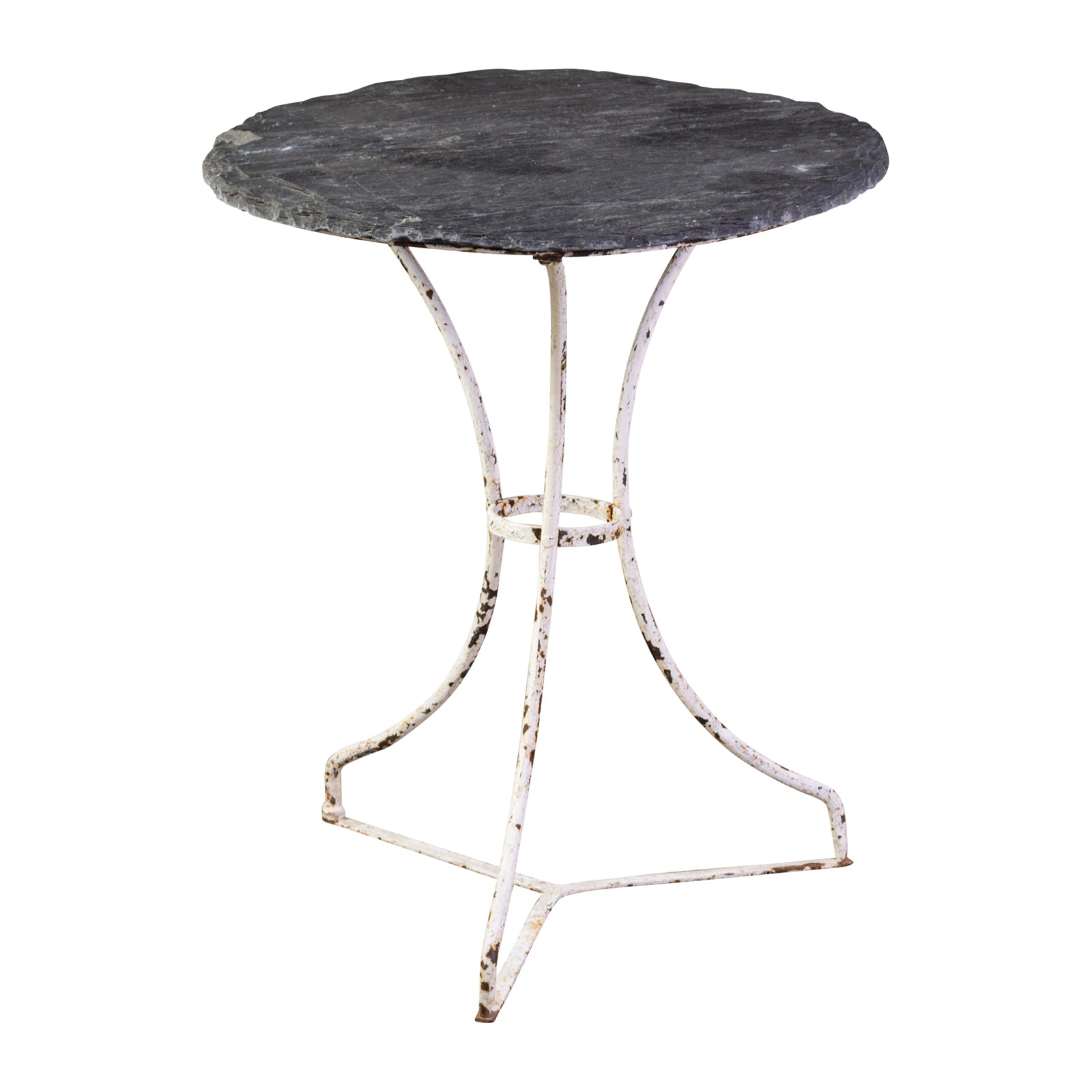 White Bistro Table with Chiseled Slate Top