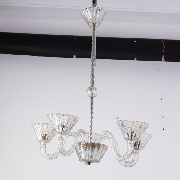 Murano Mid to late 20th Century Five Arm Chandelier