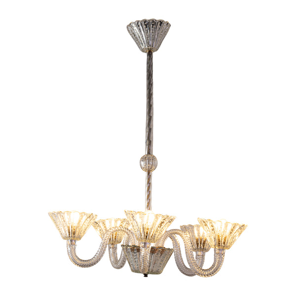 Murano Mid to late 20th Century Five Arm Chandelier