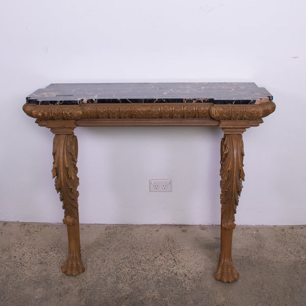 A Georgian Style Pine Console with Portoro Marble Top