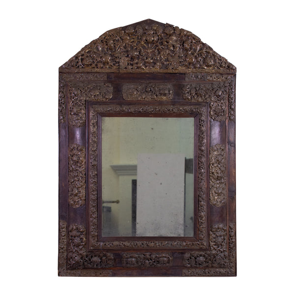 A 19th Century Flemish Brass Repusse Cushion Mirror