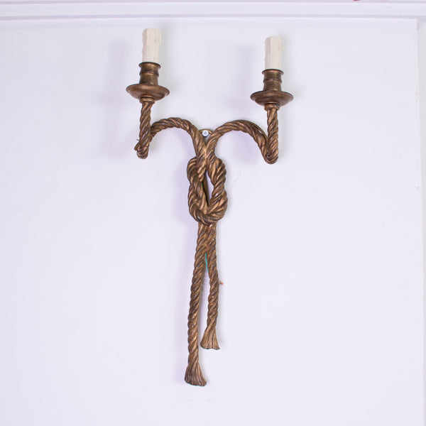 A Pair of 19th Century Gilt Rope Wall Sconces
