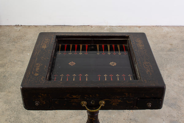 A 19th Century Chinoiserie Lacquered Games Table