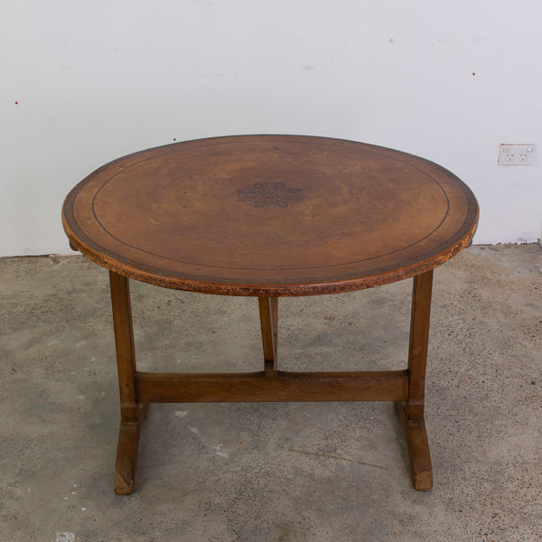 19th Century Vigneron Table with Tooled  Leather Top