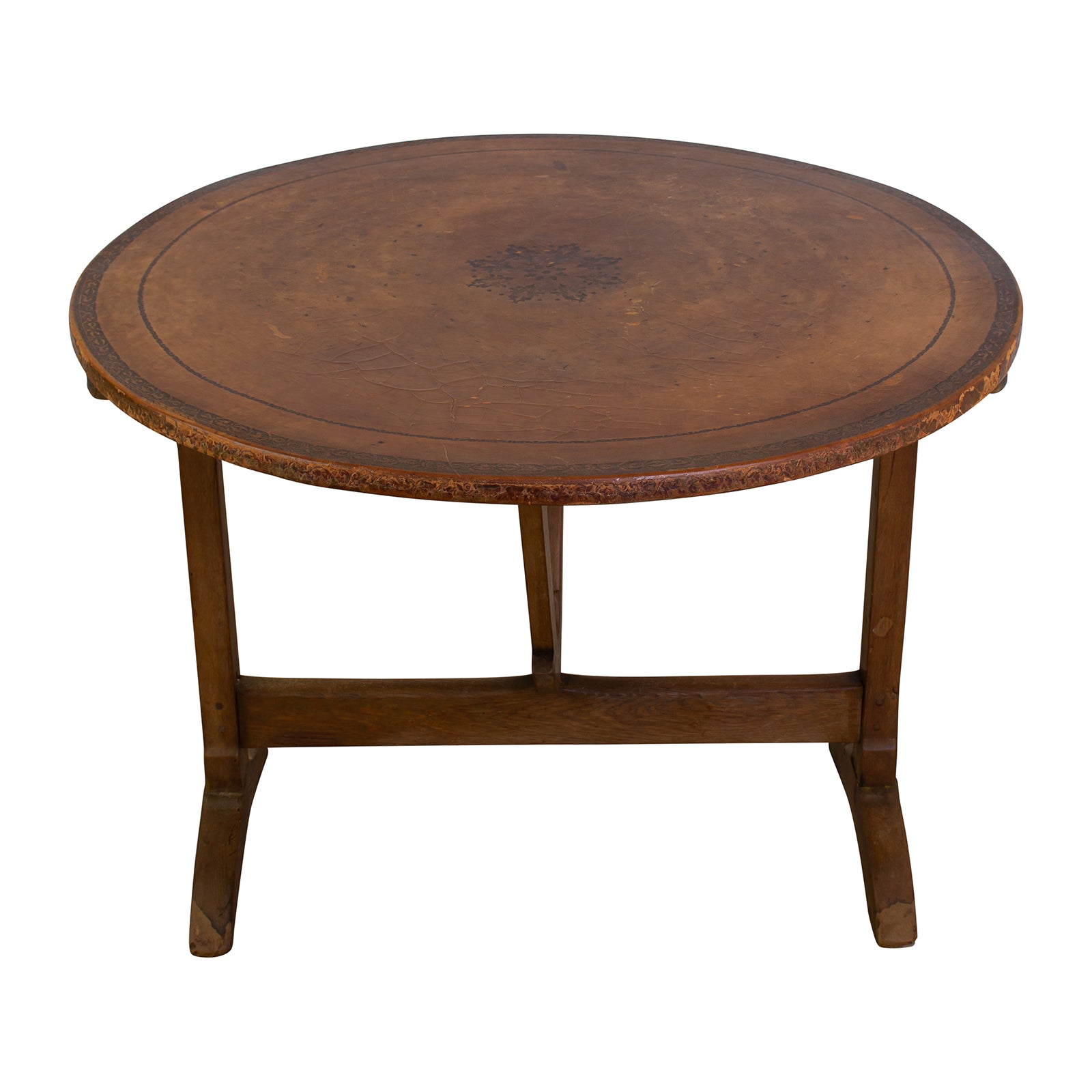 19th Century Vigneron Table with Tooled  Leather Top