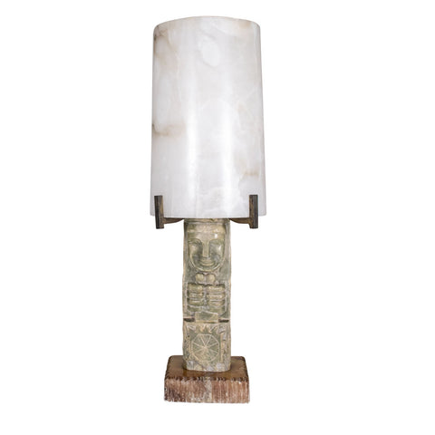 Mid Century Austrian Carved Stone Lamp