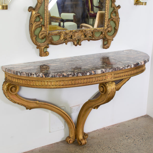 Louis XVI Style Giltwood Demi-Lune Console Table