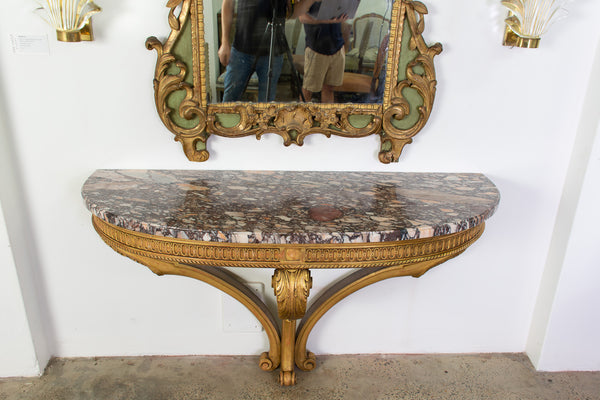 Louis XVI Style Giltwood Demi-Lune Console Table