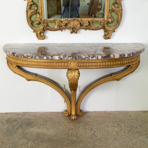 Louis XVI Style Giltwood Demi-Lune Console Table