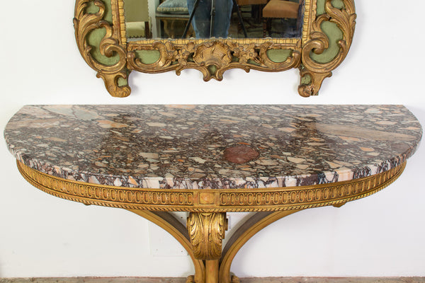 Louis XVI Style Giltwood Demi-Lune Console Table