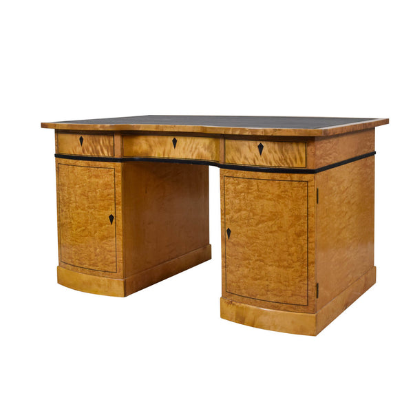 Art Deco Birch Pedestal Desk