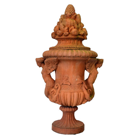 A Large Lidded Red Terracotta Urn
