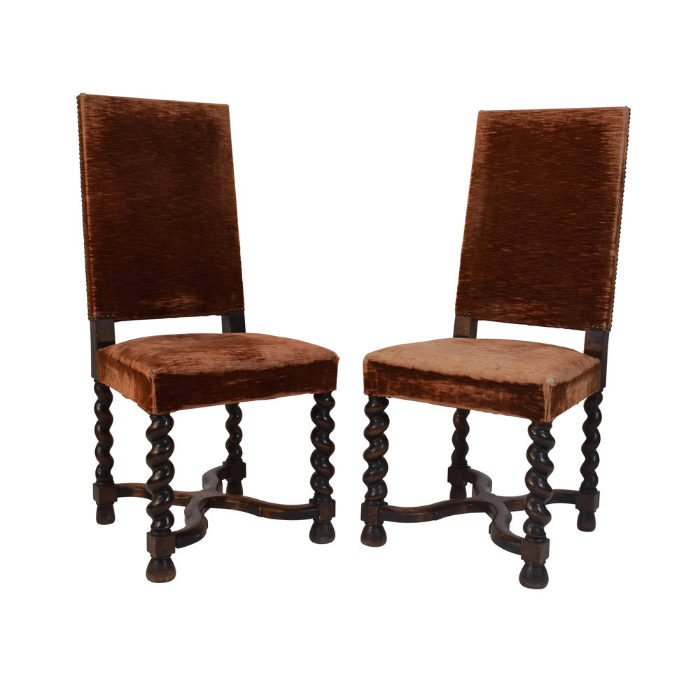 Pair Henri II Style Oak Chairs
