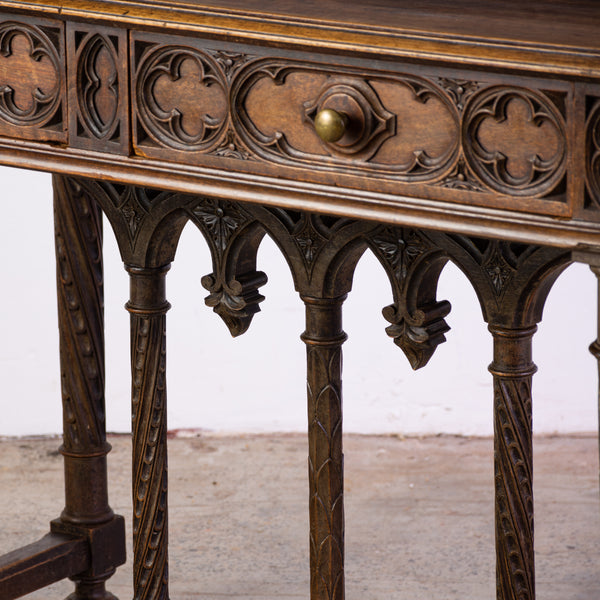 A 19th Century Gothic Oak Console Table