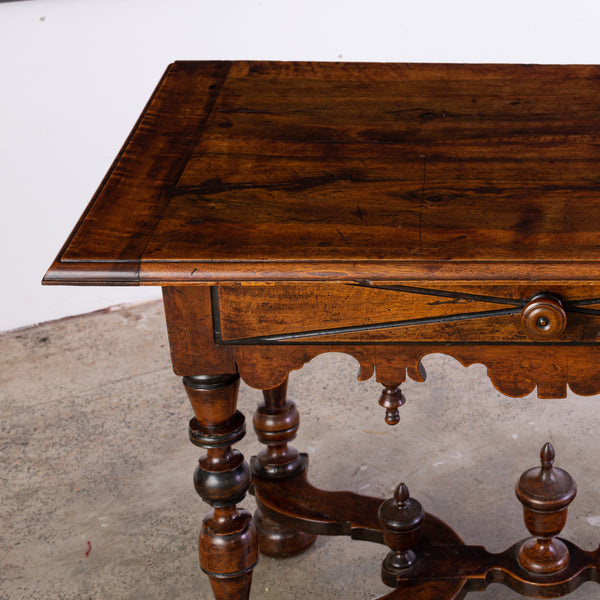 Louis XIII Walnut Side Table with Urn Finials to the Base