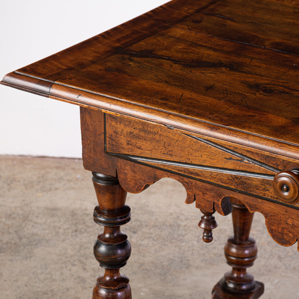 Louis XIII Walnut Side Table with Urn Finials to the Base
