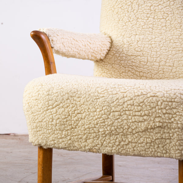 Pair of Mid Century Swiss Armchairs in Shearling