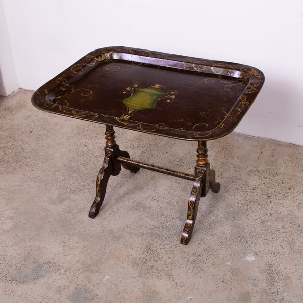 19th Century Regency Style Red Lacquer Tilt Top Tray Table
