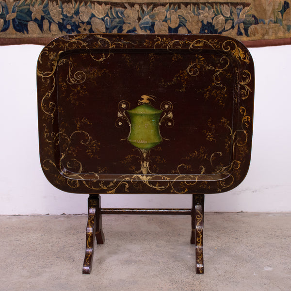 19th Century Regency Style Red Lacquer Tilt Top Tray Table