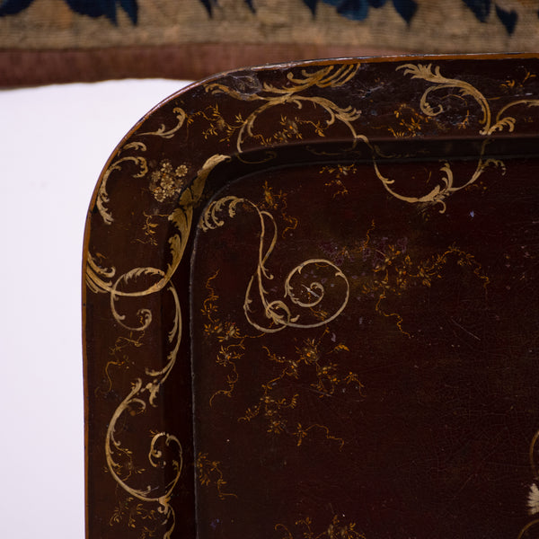 19th Century Regency Style Red Lacquer Tilt Top Tray Table details