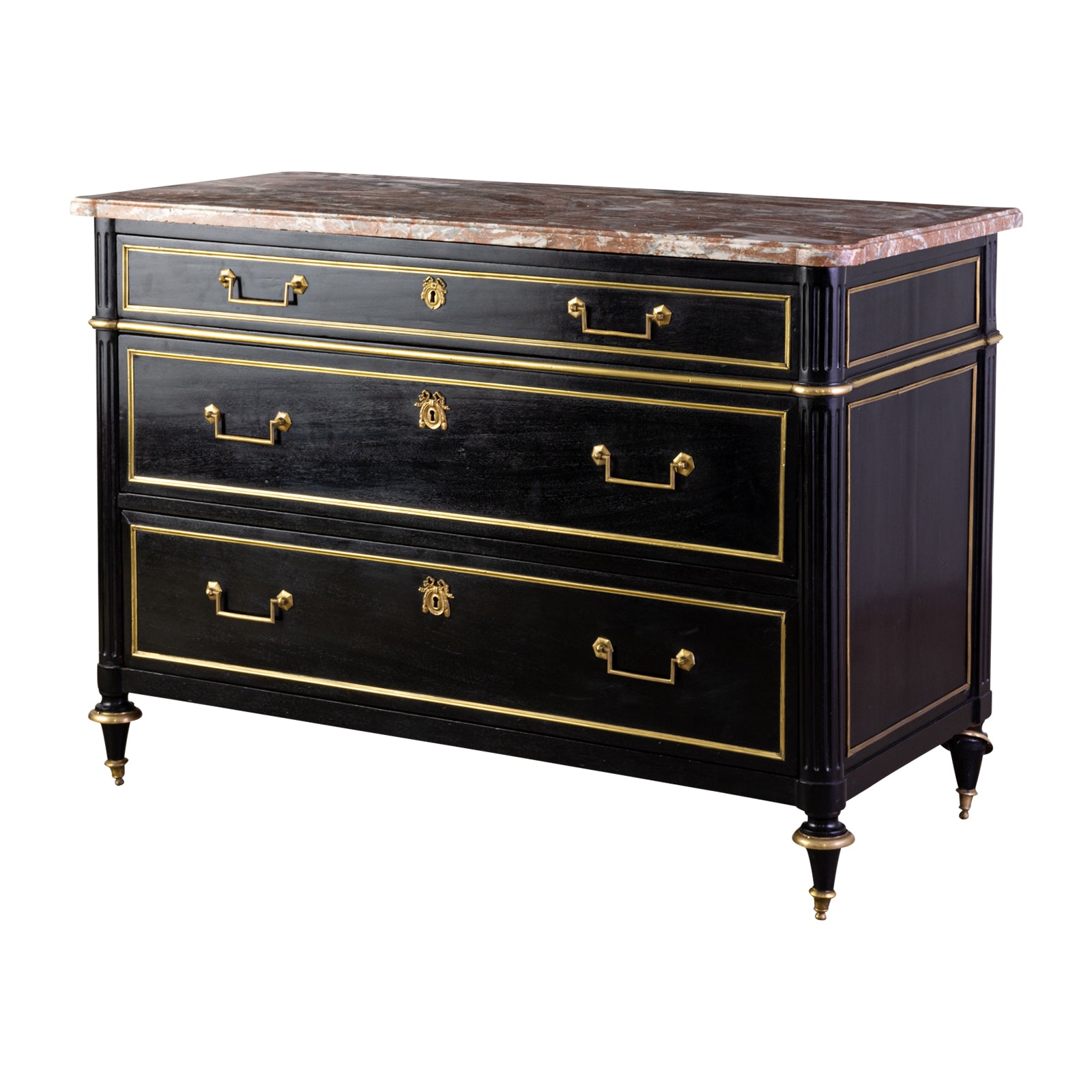 Louis XVI Ebonised Commode with Verona Marble Top