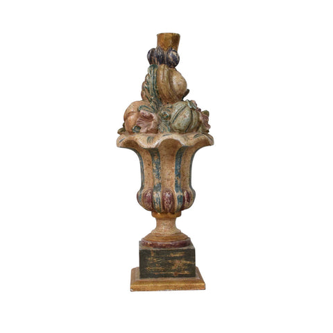 Italian Carved and Painted Fruit Basket Lamp