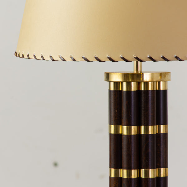 Pair of Maison Jansen Style Oak And Brass Table Lamps
