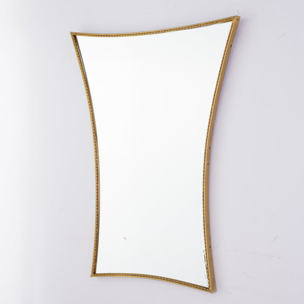 Italian Mid Century Brass Mirror with beaded edge