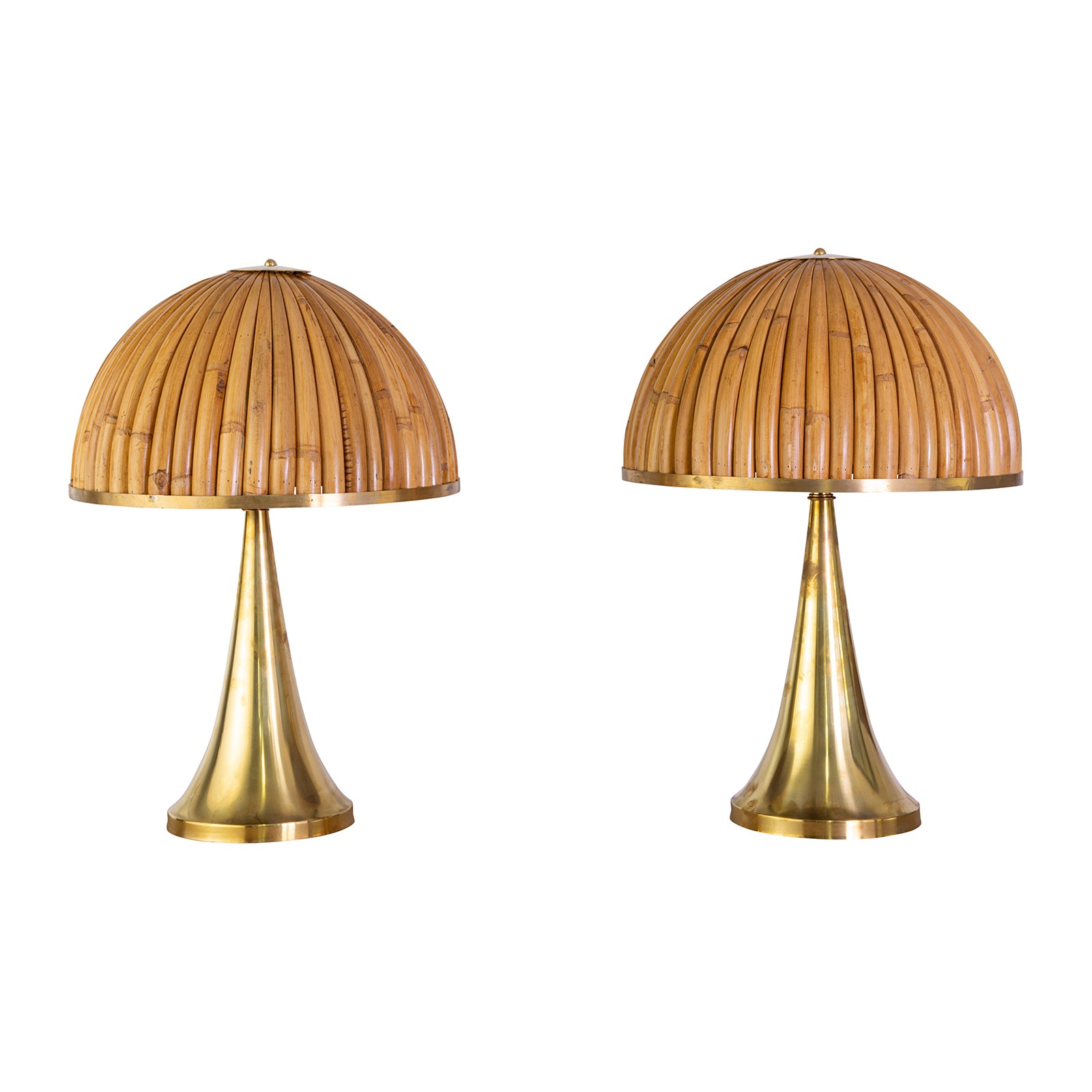 Pair of Table lamps in the manner of Gabrielle Crispi with split Bamboo Shades