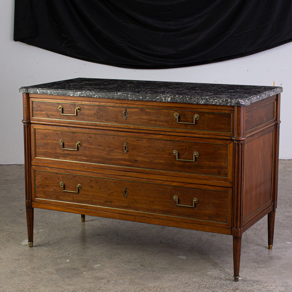 Louis XVI Period Walnut Commode with Saint Anne Grery Marble Top